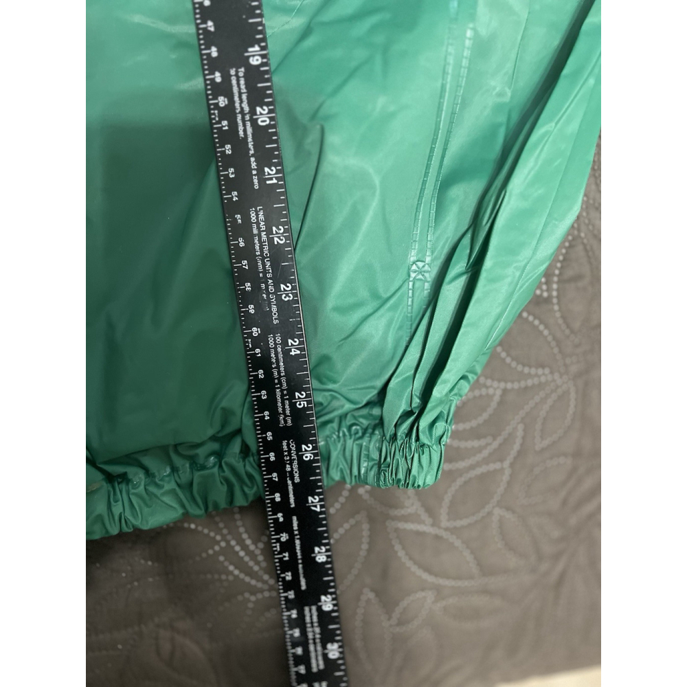 Vintage 90s PVC Women's Hood 1/2 Zip Rain Jacket Green Event Unisex Large - Picture 7 of 10